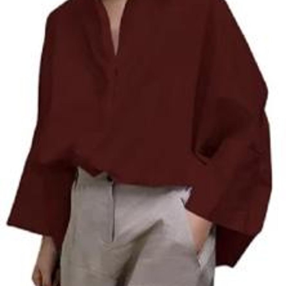 UOOZEE Womens Button Down Shirt Casual 3/4 Batwing Sleeve